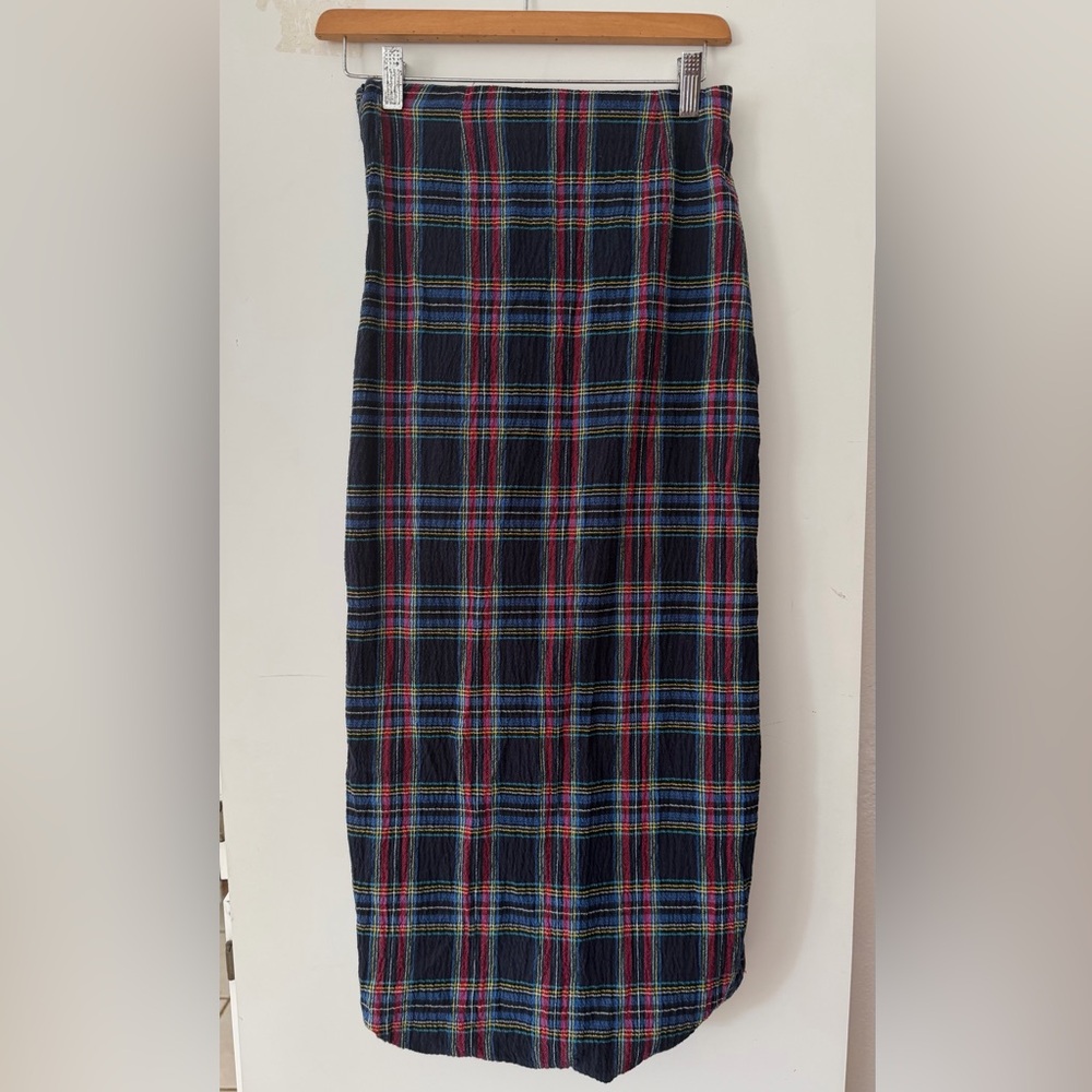 NWT ZARA Back To School Plaid Pencil Maxi Skirt Size XS